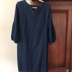 Talbots Denim Peasant Sleeve Dress